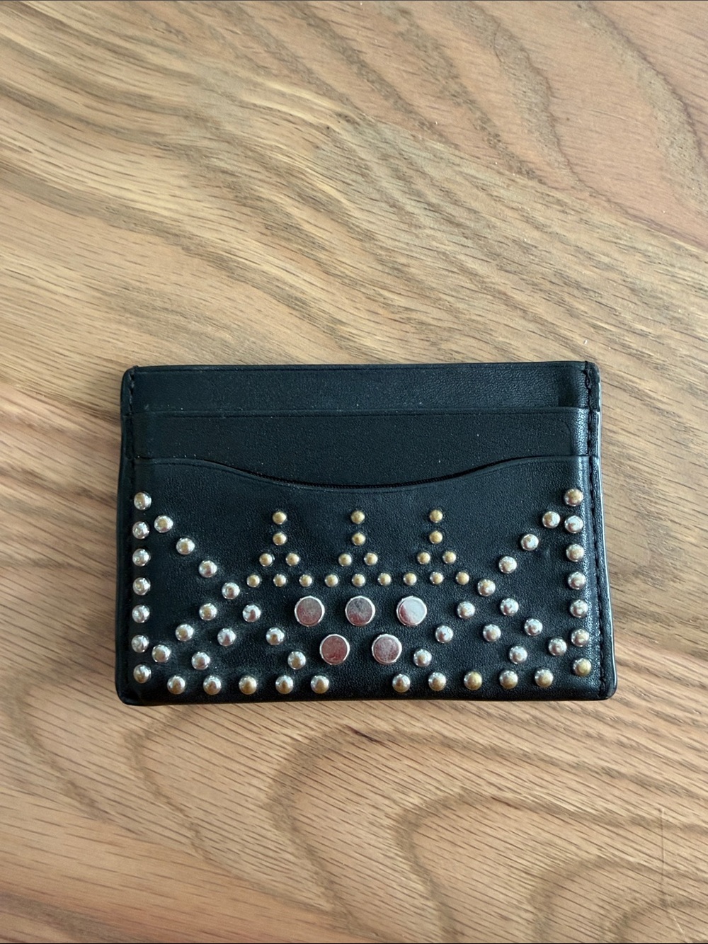 Rebecca Minkoff Black Studded Leather Card Holder